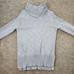 J. Jill Wearever Turtleneck Sweater Women Medium Blue Speckled Comfort Casual